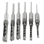 Set of 6 Square Hole Mortise Chisel Drill Bits 6.35mm to 16mm