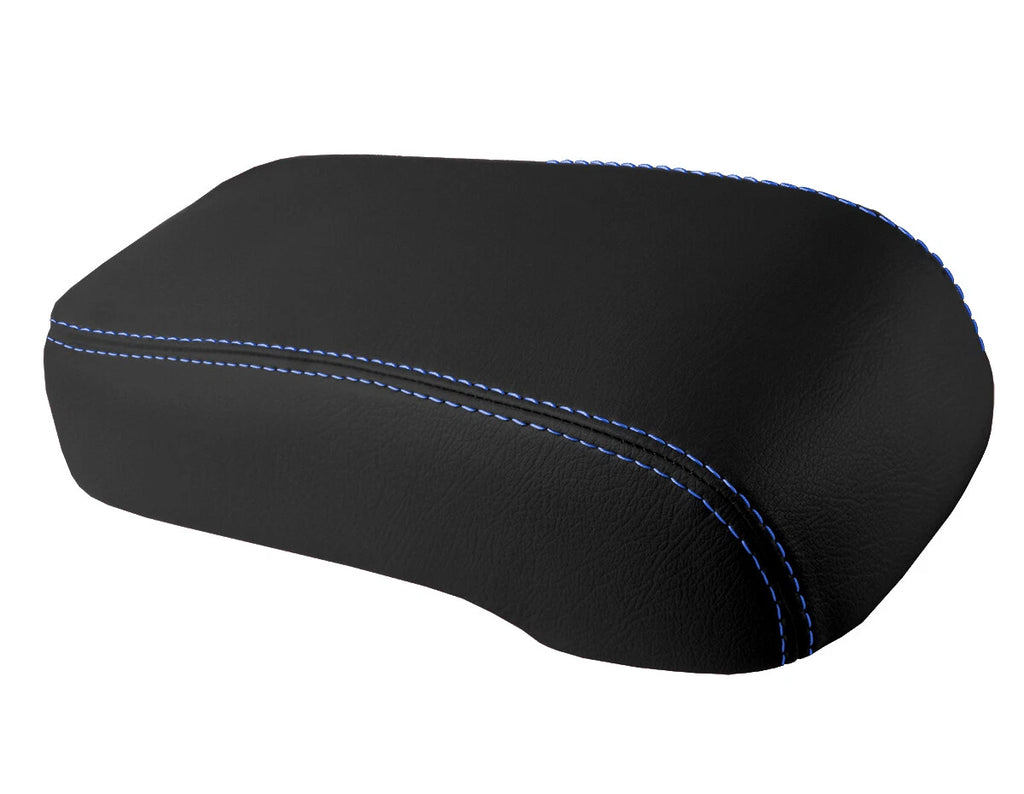 Leather Console Lid Armrest Cover for Hummer H3 (2005–2010) Blue Stitch