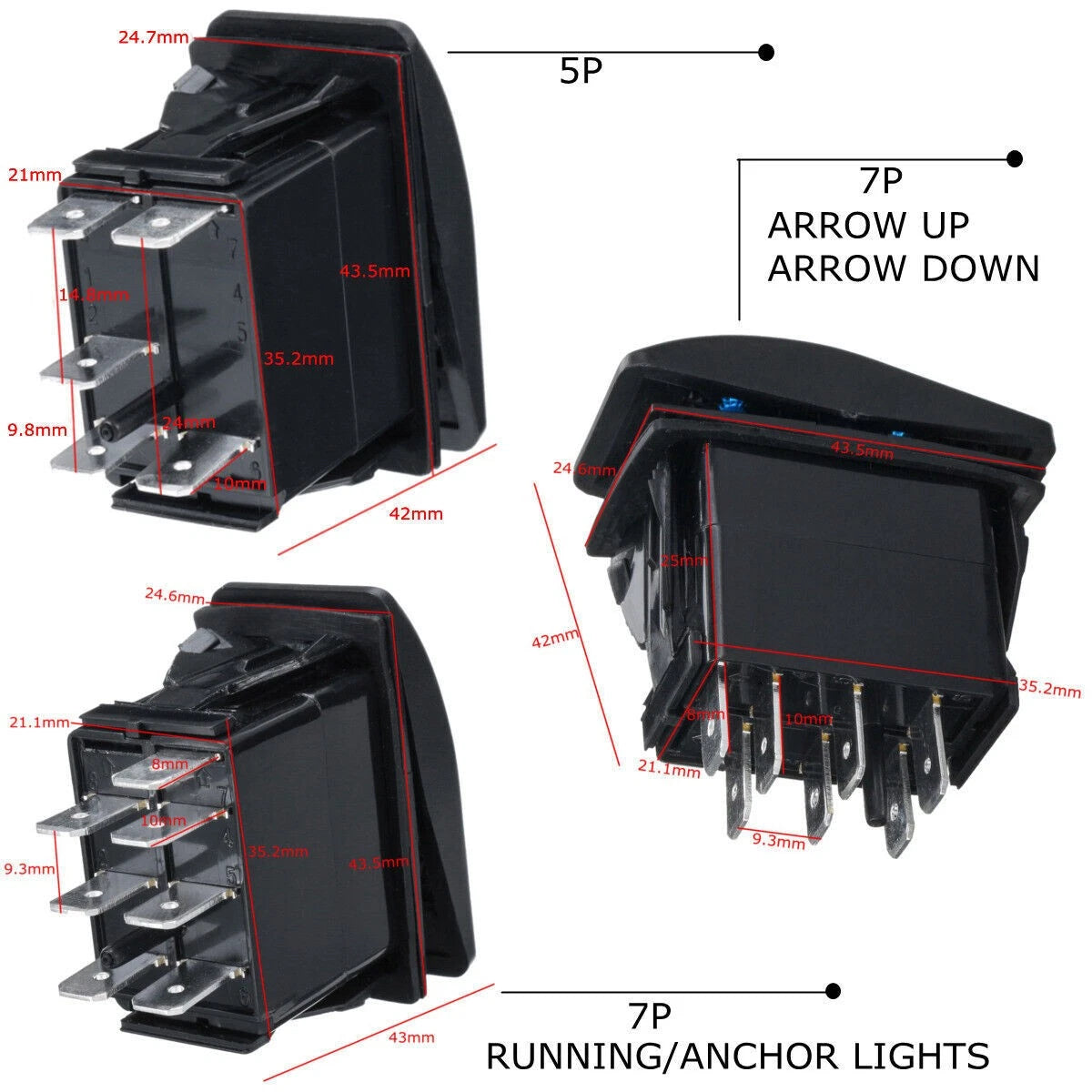 1X LED Rocker Switch for Boat Car Marine Dash (12V)