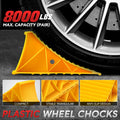Set of 2 Yellow Stackable Triangular Wheel Chocks 8000lbs Capacity