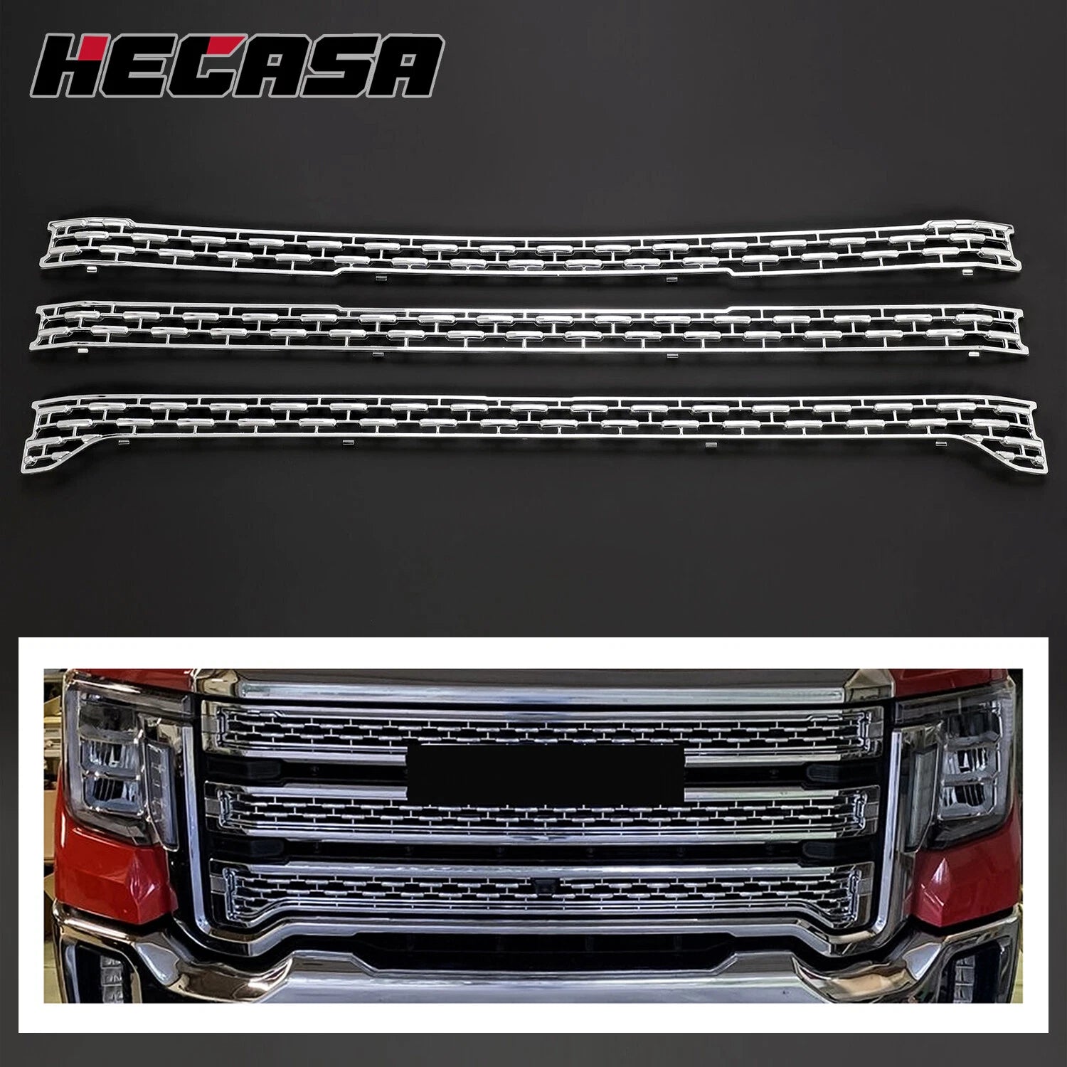 Chrome Grille Overlay Inserts for GMC Sierra 2500 3500 HD (2020–2023)