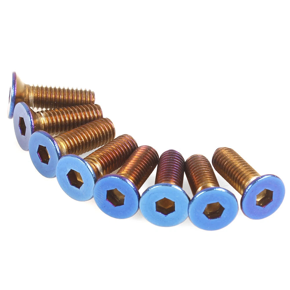 Set of 8 Steering Wheel Conical Screws for M5 (Blue)