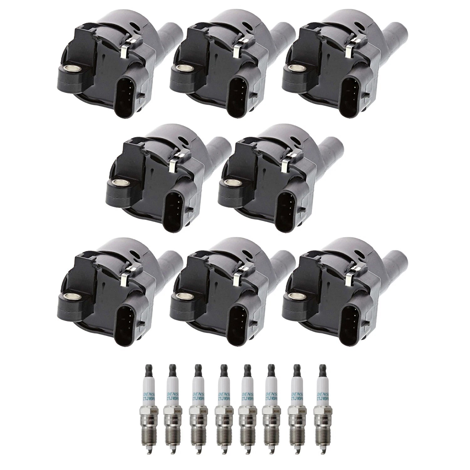 Set of 8 Denso Ignition Coils & Iridium Spark Plugs for Avalanche Tahoe (2002–2013)
