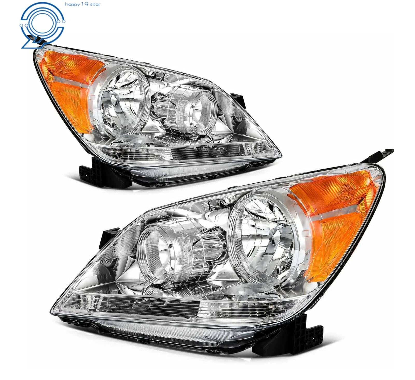 Set of 2 Chrome Halogen Front Headlights for Honda Odyssey (2005–2010)