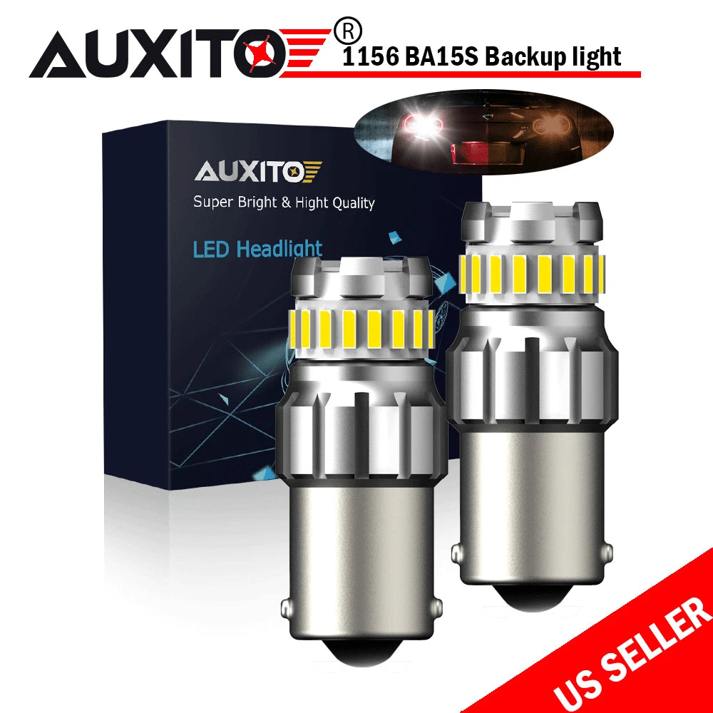2X LED Reverse Backup Lights for AUXITO 1156 P21W (Error Free, White)