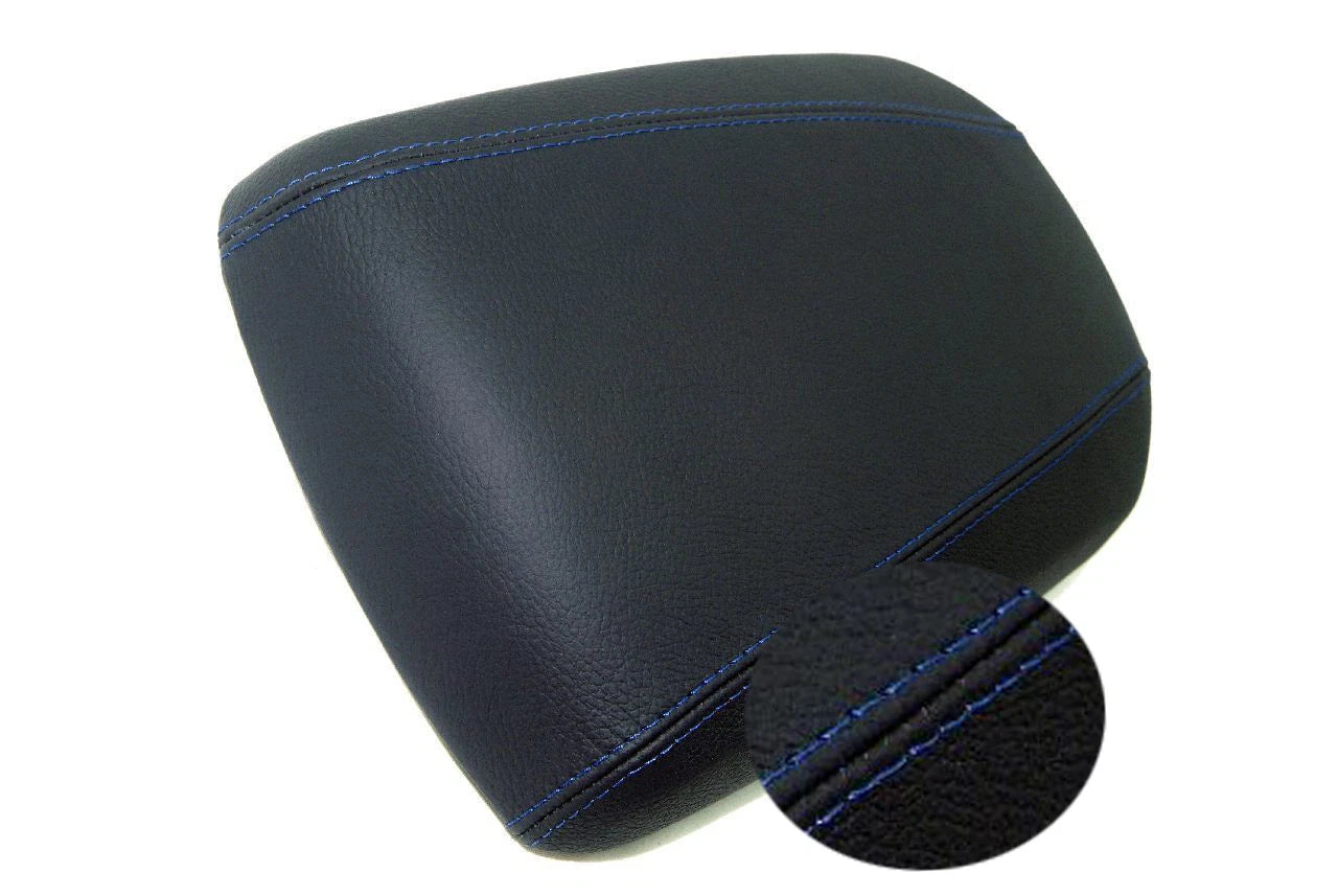 Vinyl Leather Console Armrest Cover for Hyundai Genesis Coupe (2010–2013) Blue Stitch
