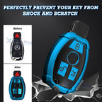 Blue TPU Remote Key Fob Cover Shell for Mercedes B C E G SLK (2011-2016)
