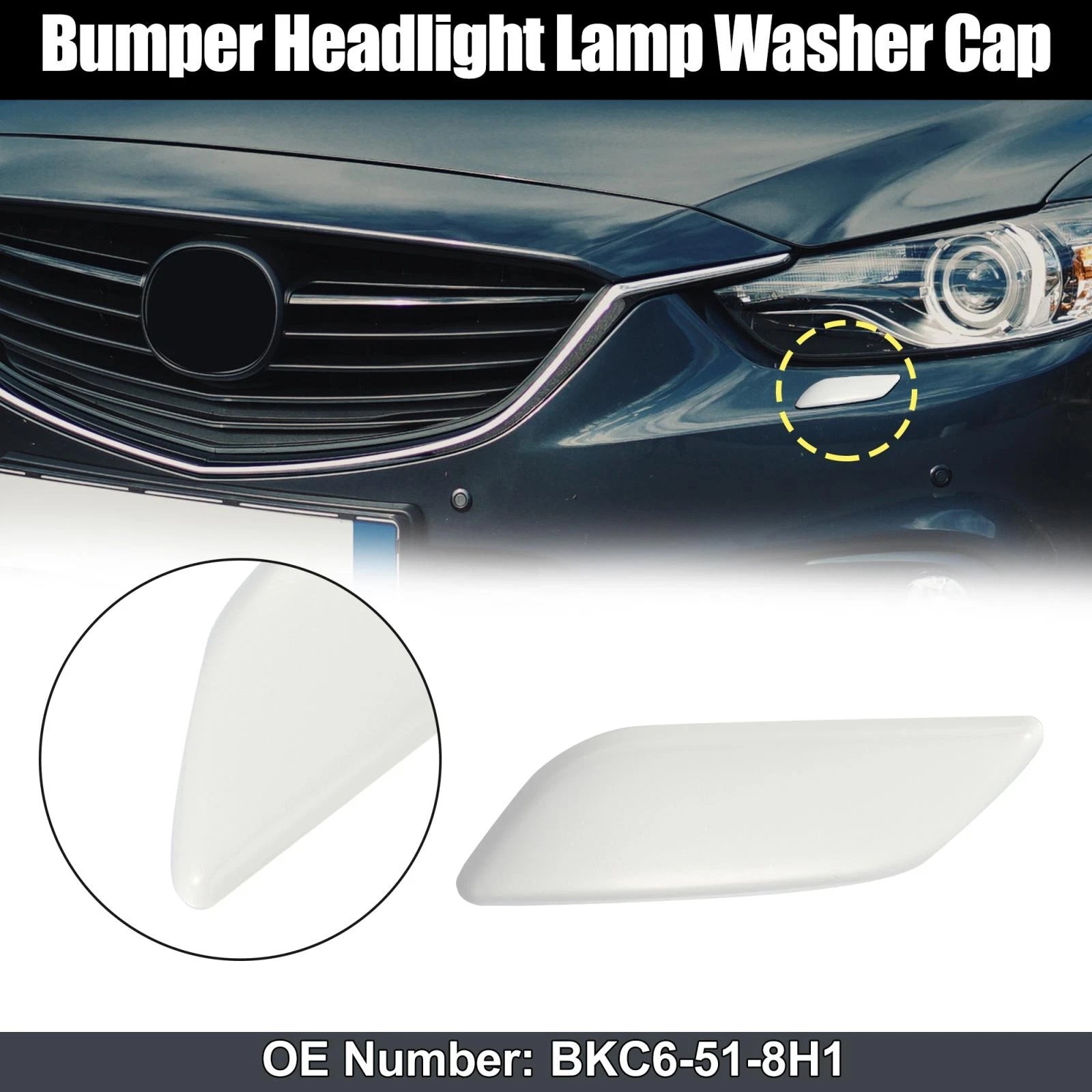 Left Headlight Washer Nozzle Cover for Mazda 3 Axela (2014–2016) BKC6-51-8H1 White