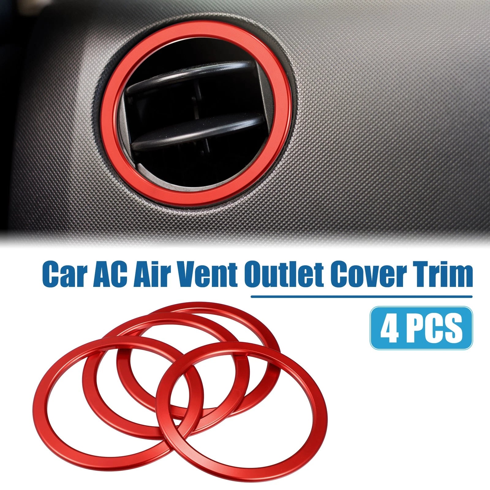 Set of 4 AC Air Vent Outlet Cover Ring Trim for Toyota Tundra (2014–2021) Red