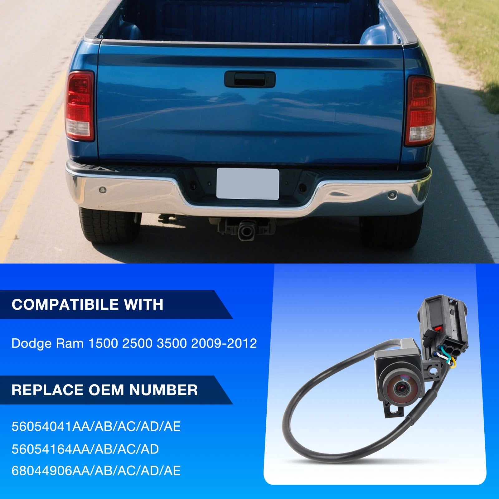 Rear View Backup Tailgate Camera for Dodge Ram 1500 2500 3500 (2009-2012)