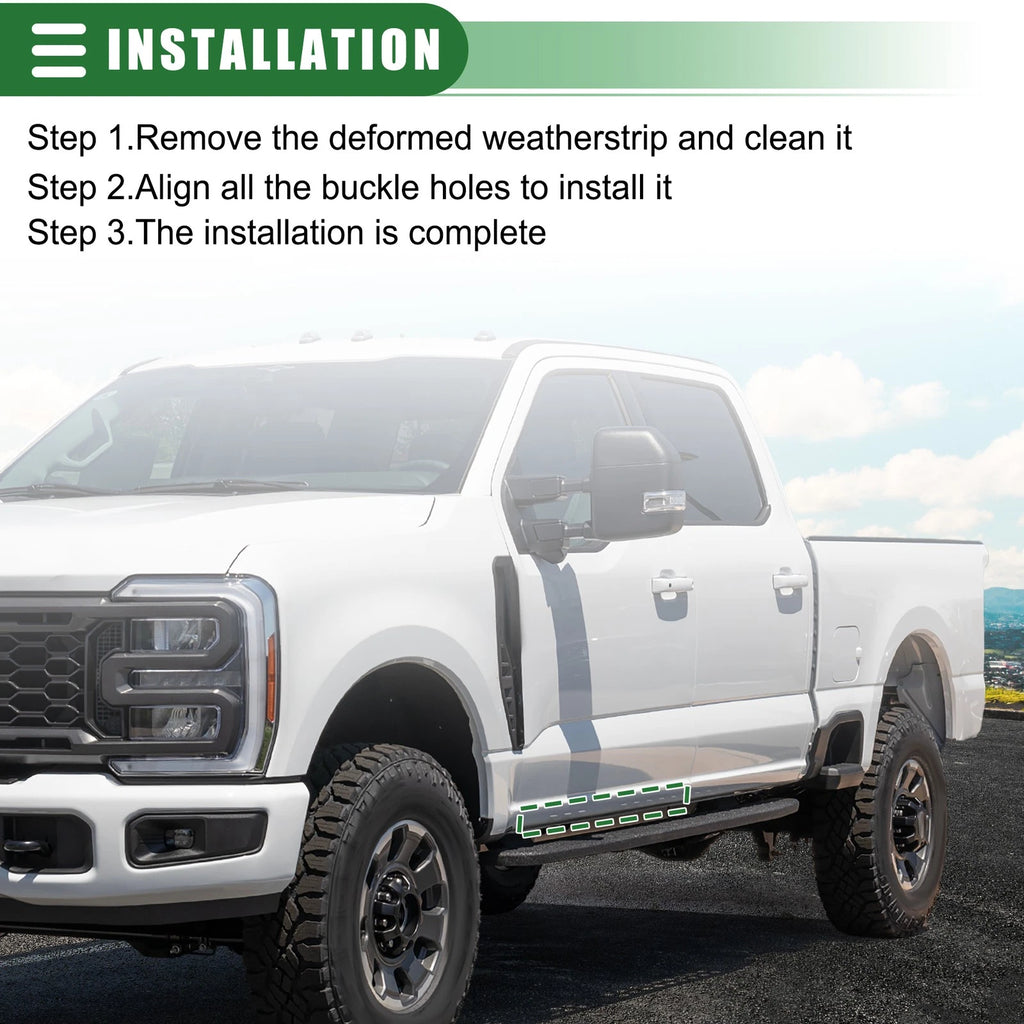 1 Pair Window Weatherstrip for Ford F-250 (1997–2007) No.F81Z2520758AA Black Rubber
