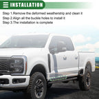 1 Pair Window Weatherstrip for Ford F-250 (1997–2007) No.F81Z2520758AA Black Rubber