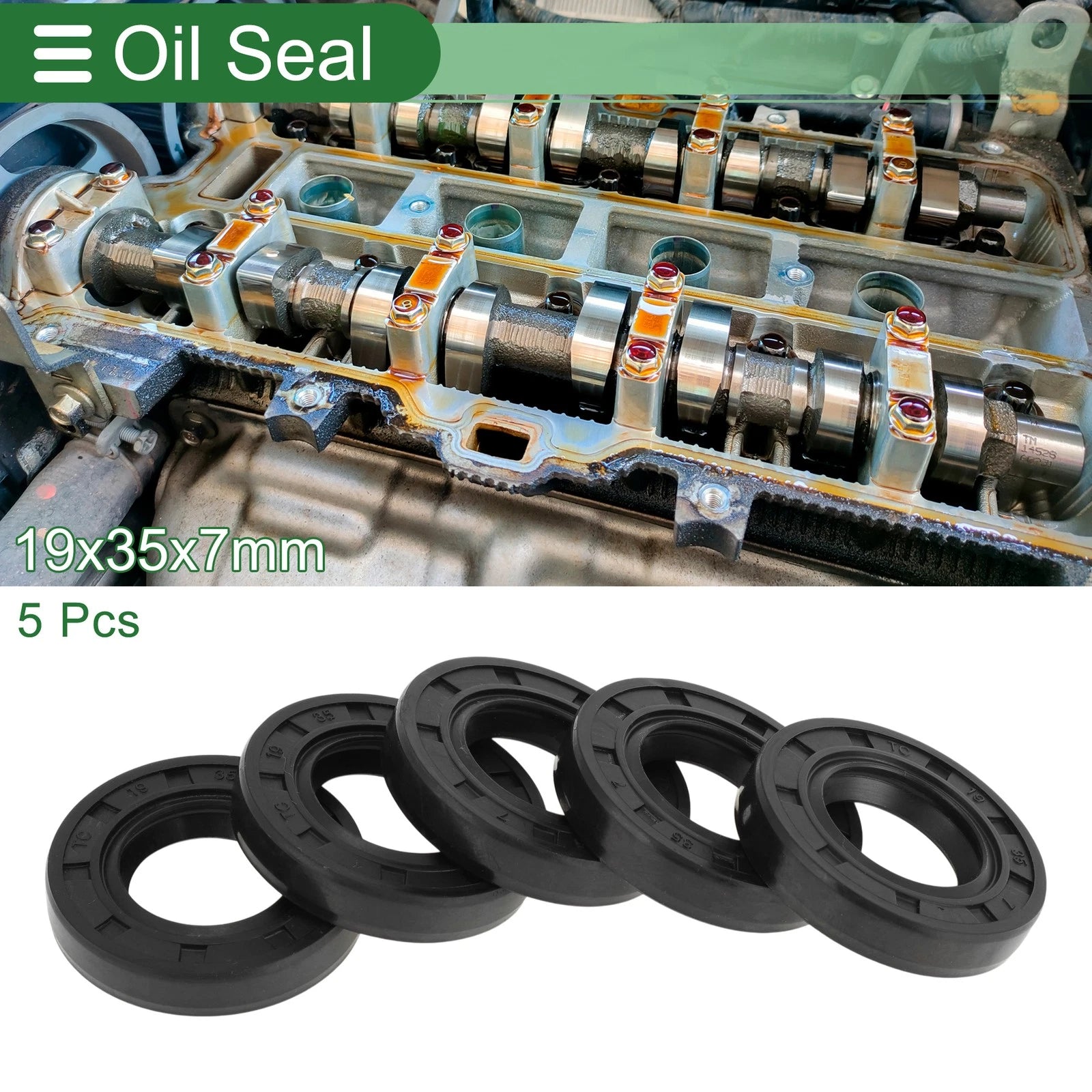 Set of 5 Oil Seal Ring NBR Rubber 19x35x7mm for Universal Applications