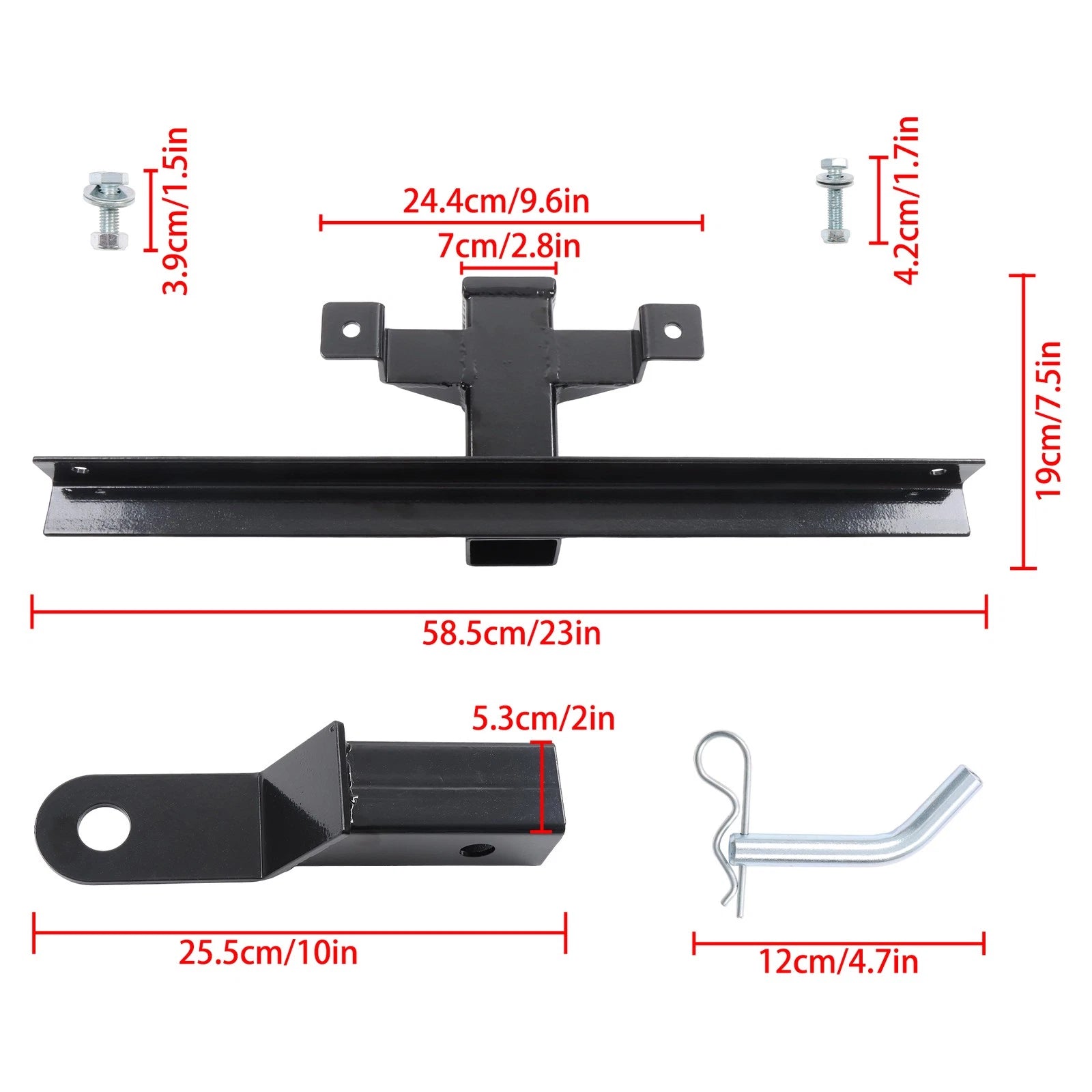Black Steel Trailer Hitch Tow Receiver for Club Car DS (1981âPresent)