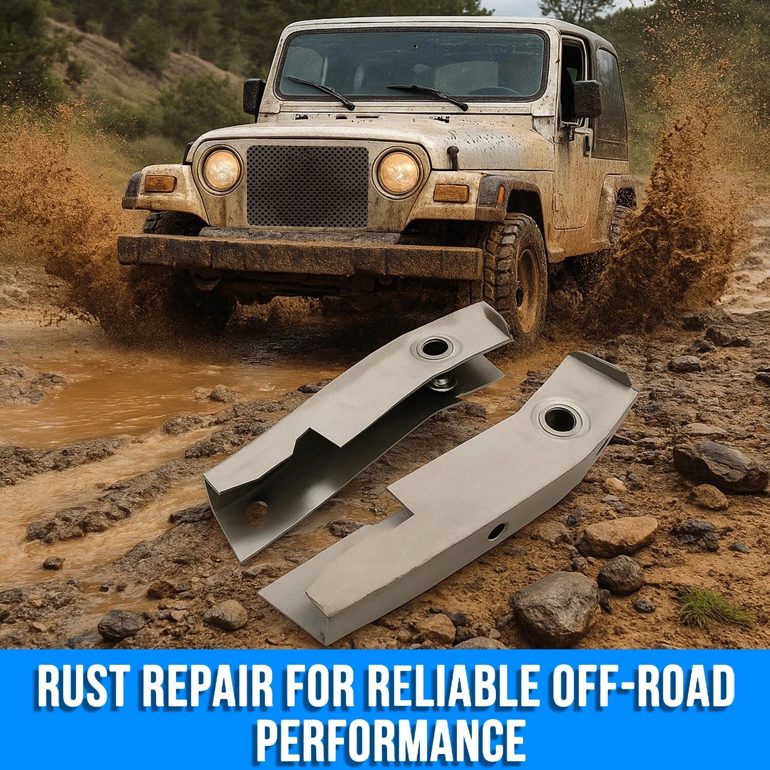 2X Rear Shackle Mount Frame Rust Repair Kit for Jeep Wrangler YJ (1986–1995)