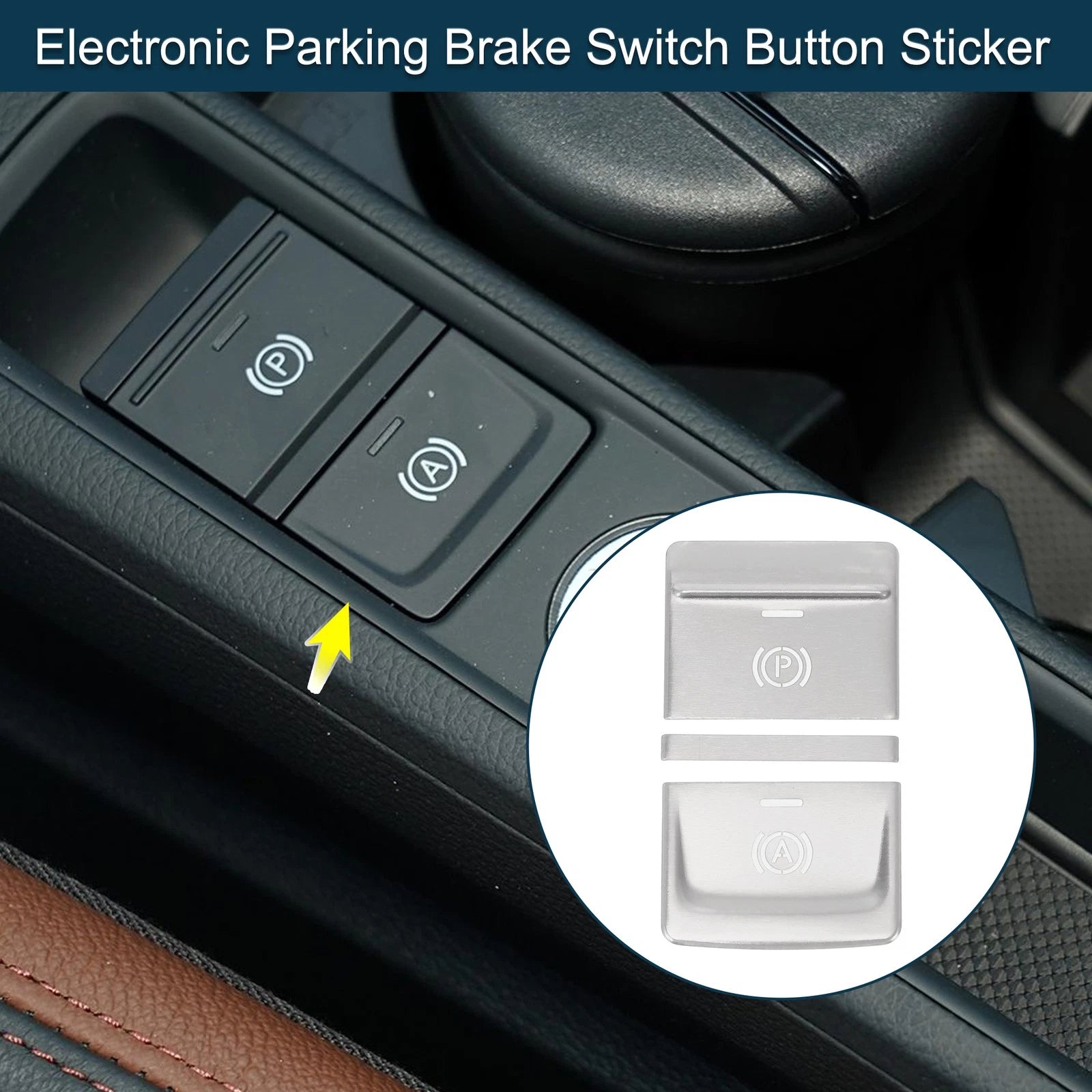 Electronic Parking Brake Switch Button Sticker for Audi Q3 (2019–2020) Silver Tone