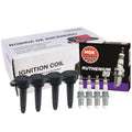Set of 4 Ignition Coils & 4 NGK Ruthenium HX Spark Plugs for Chrysler Dodge