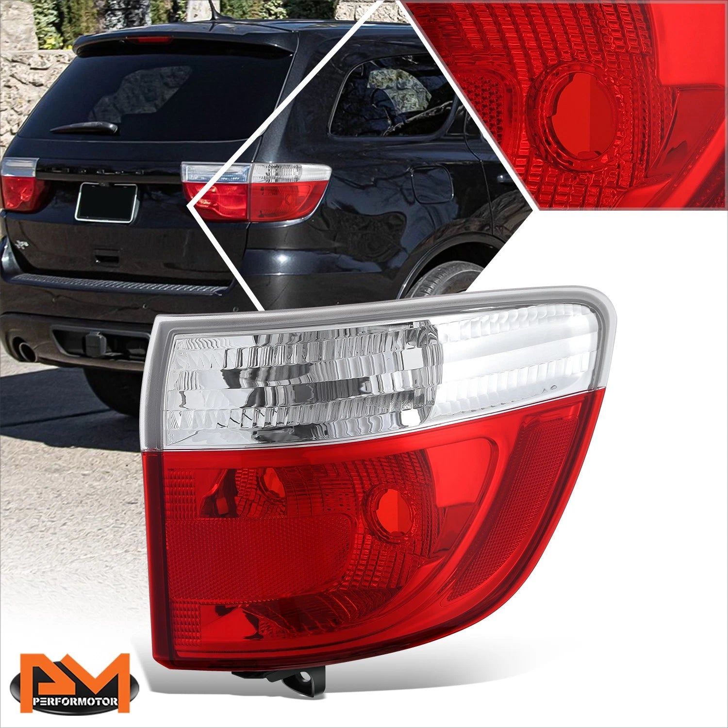 Passenger Side Chrome Red Outer Brake Taillight for Dodge Durango (2011–2013)