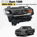 LED Headlight Halogen Turn Signal Chrome Bezel LH for Ram 1500 (2025–2026)