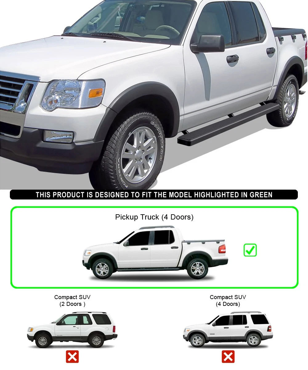 iBoard Running Boards 5" Matte Black for Ford Explorer Sport Trac (2007-2010)
