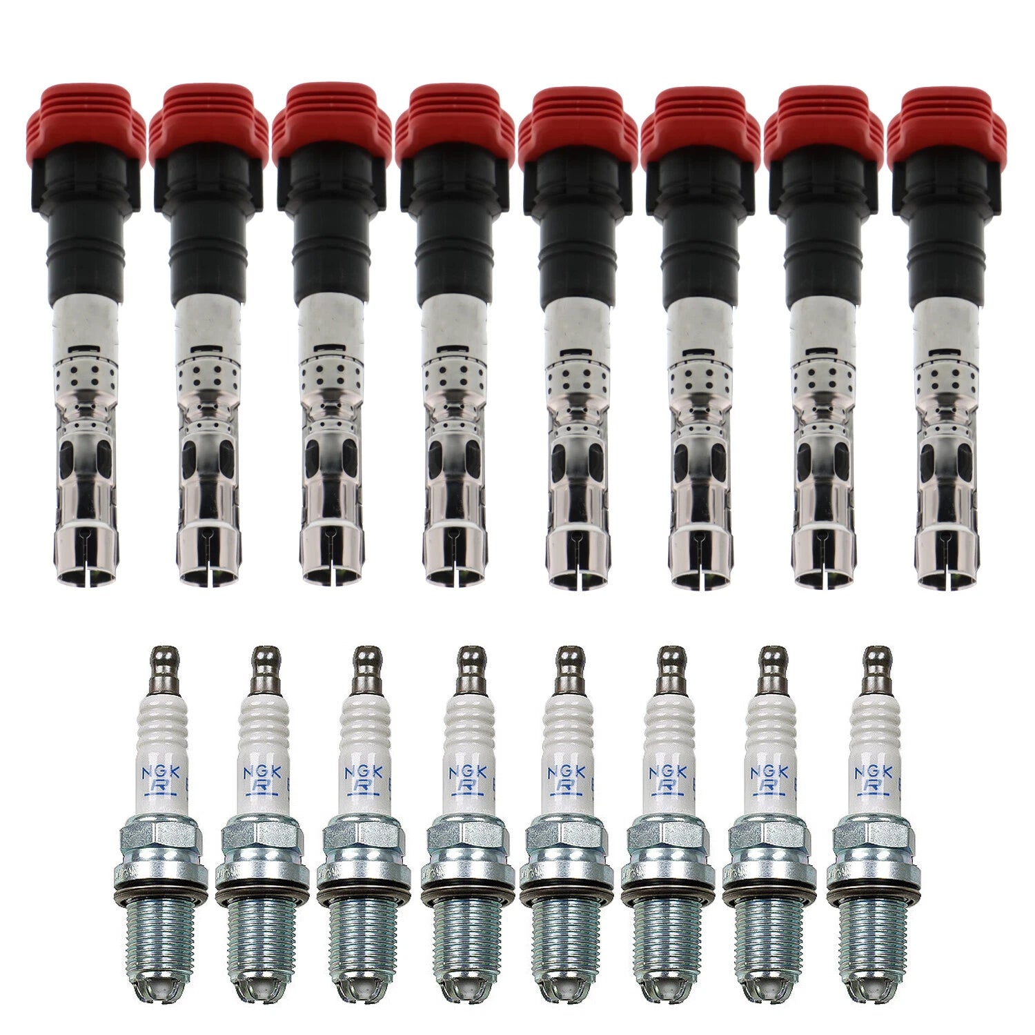 Set of 8 Ignition Coils & NGK Laser Platinum Spark Plugs for Touareg (2004–2010)