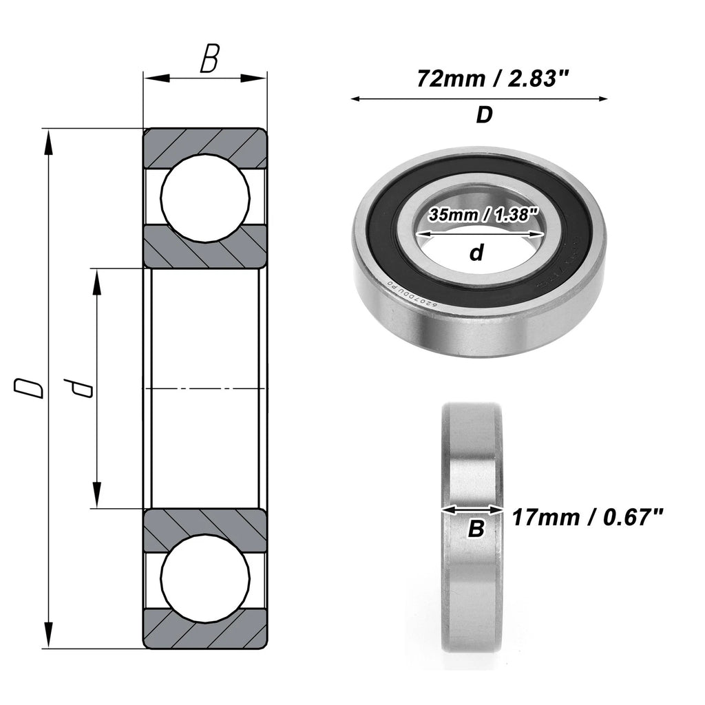6207DDU Deep Groove Ball Bearing for Scooter Skateboard Wheel (P0)