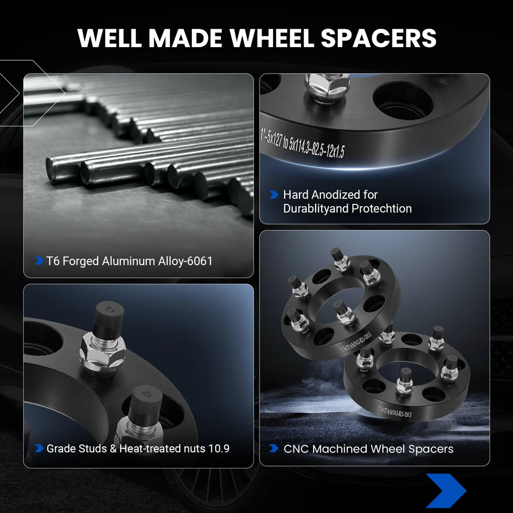 5x5 to 5x4.5 Wheel Spacers Adapters for 12x1.5 Studs (1 Inch) (2000–2020)