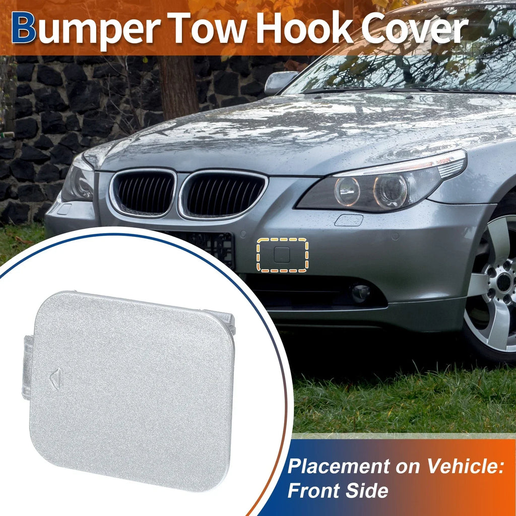 Front Car Bumper Tow Hook Cover for BMW 528i 535i Silver Tone