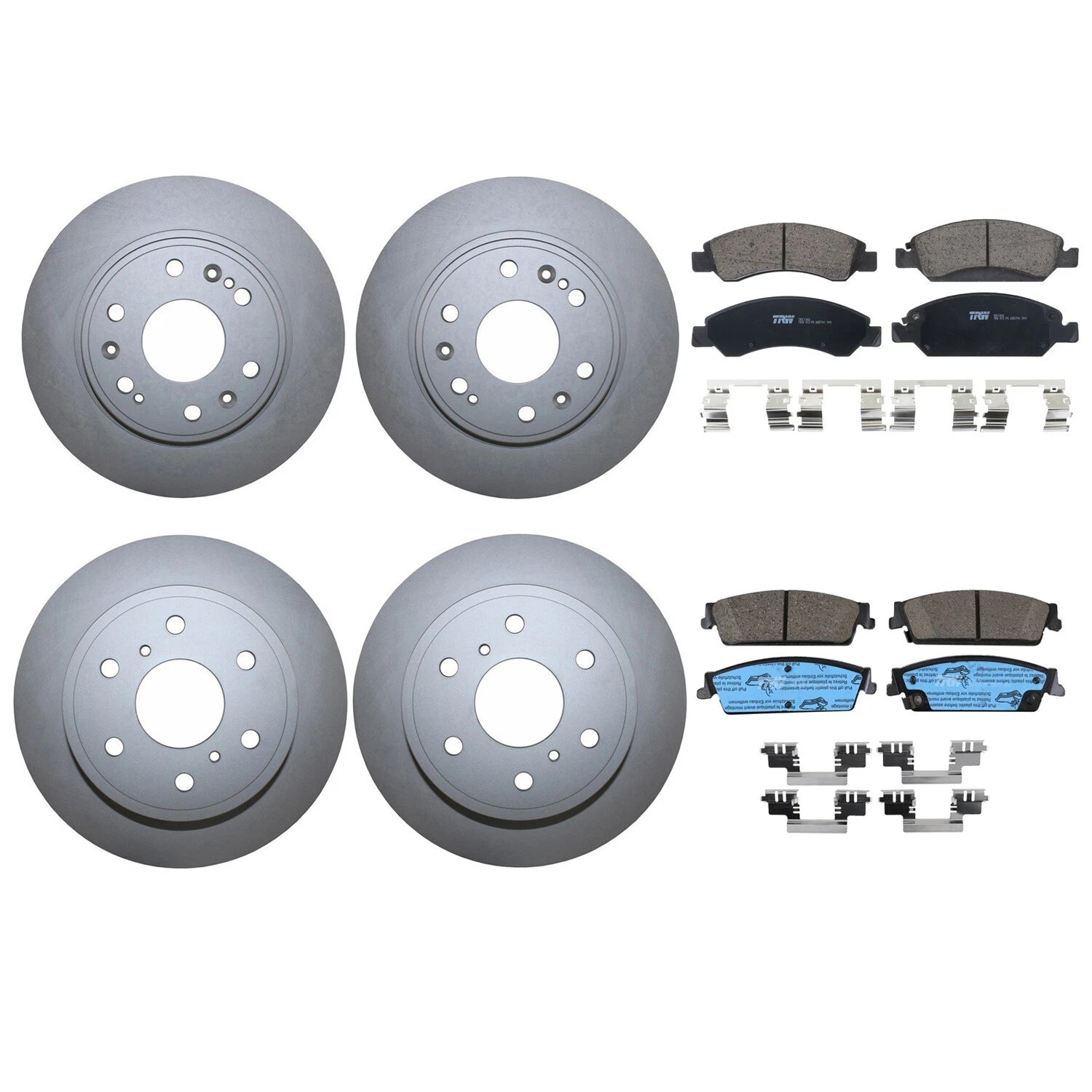 Front and Rear Brake Kit Disc Rotors & TRW Pro Ceramic Pads for Cadillac Chevy GMC