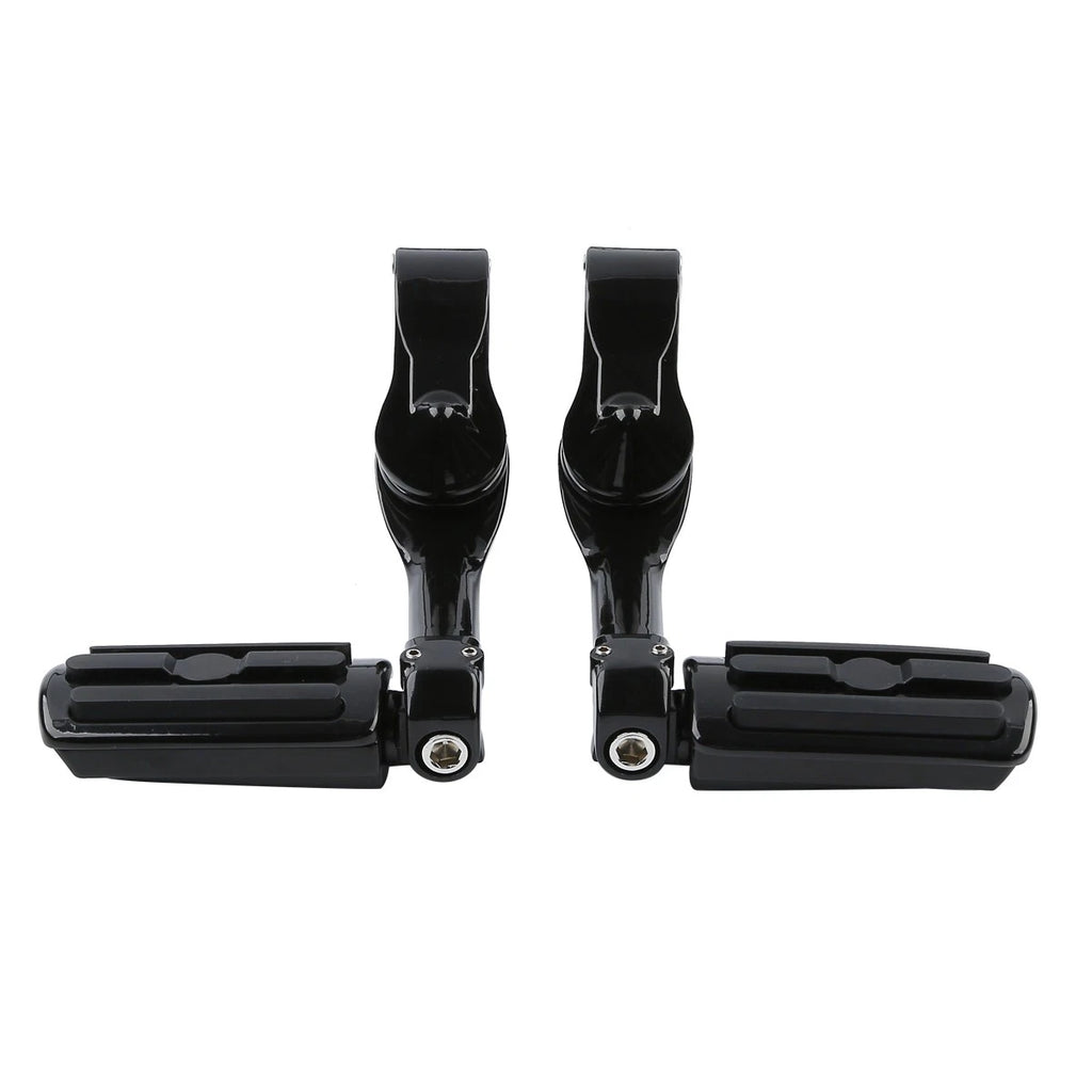 1 1/4" Black Adjustable Highway Long Angled Foot Pegs for Harley
