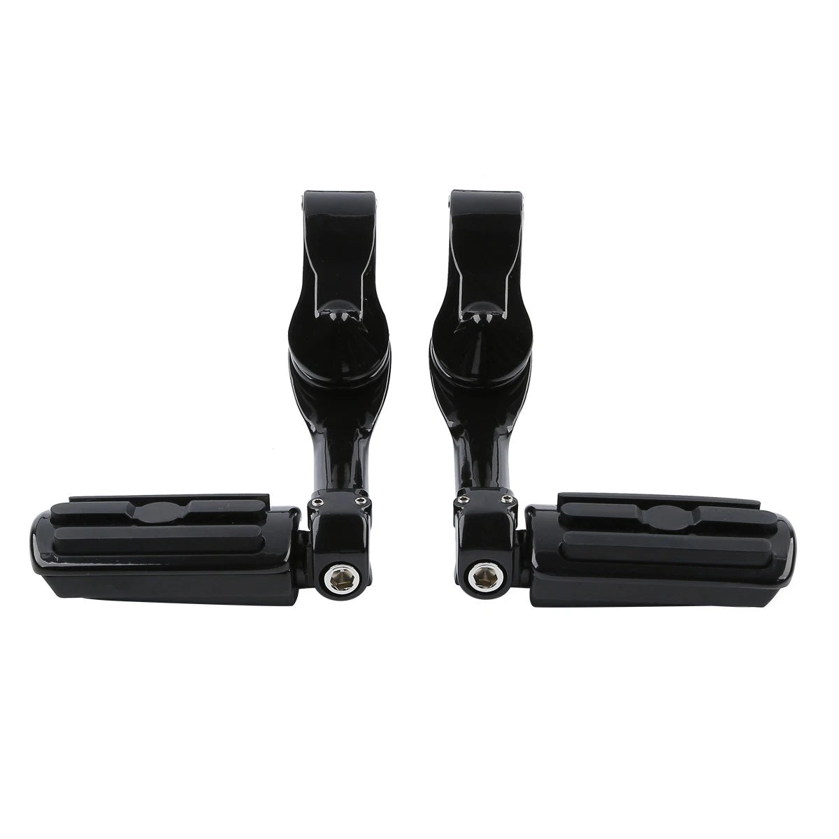 1 1/4" Black Adjustable Highway Long Angled Foot Pegs for Harley