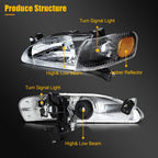 2X Headlight Assembly for Toyota Corolla (1998–2000)