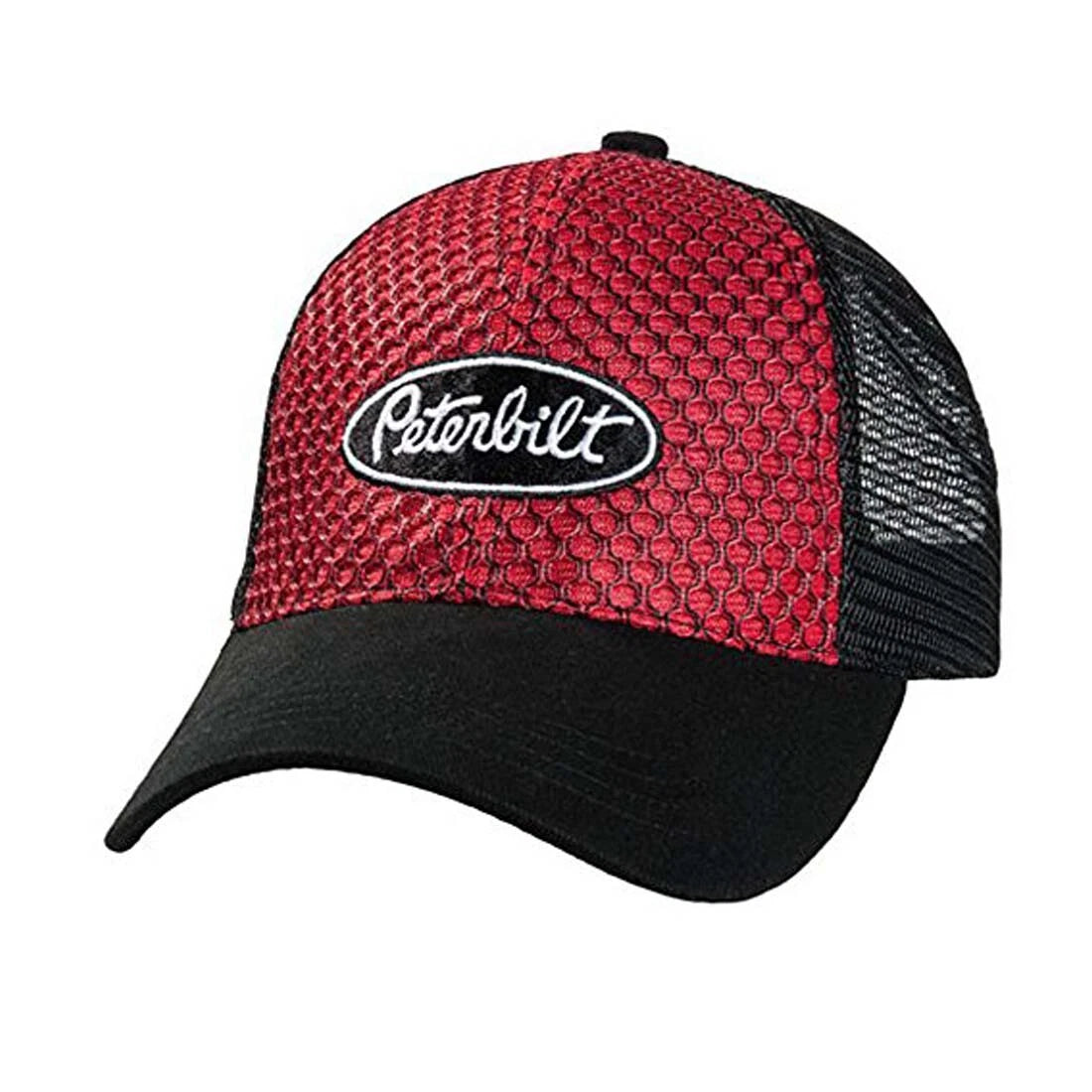 Honeycomb Mesh Cap for Peterbilt Motors (Red & Black)