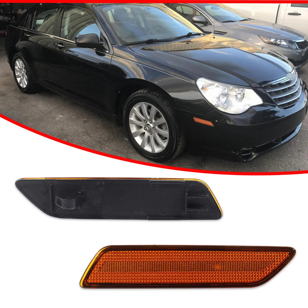 2X Amber Lens Front Side Marker Reflector Lights for Chrysler Sebring (2007–2010)