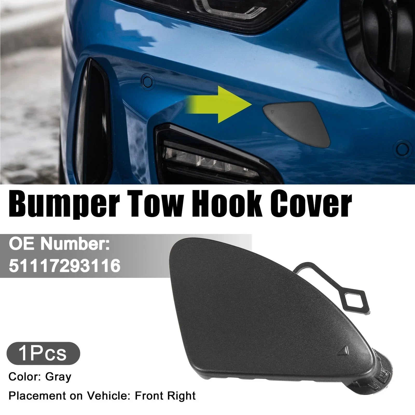 Front Right Bumper Tow Eye Hook Cover Cap for BMW 320i (2012 - 2015)