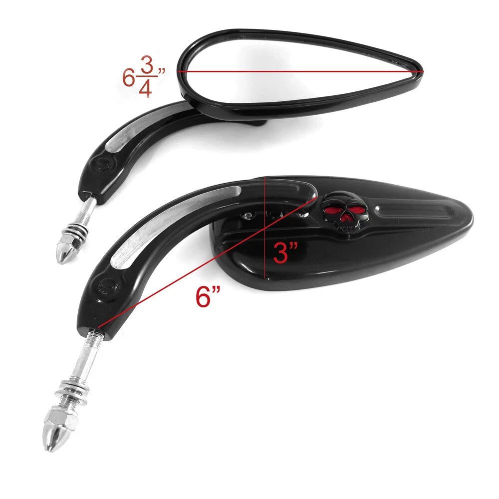 Black Racing Skull Side Mirrors for Harley FXR Super Glide (1982–1999)
