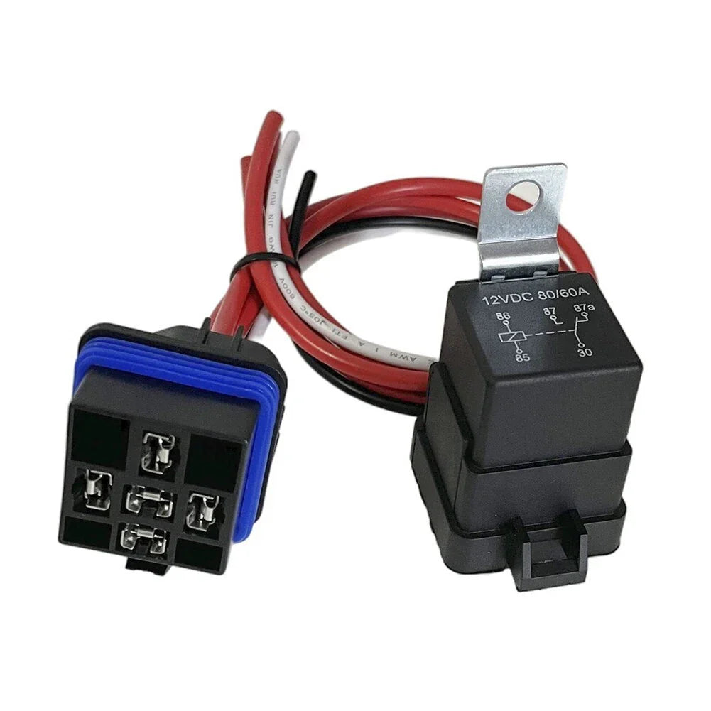 1 x Marine Car Fan 80/60A12V Relay With Socket 5 Pins Heavy Duty