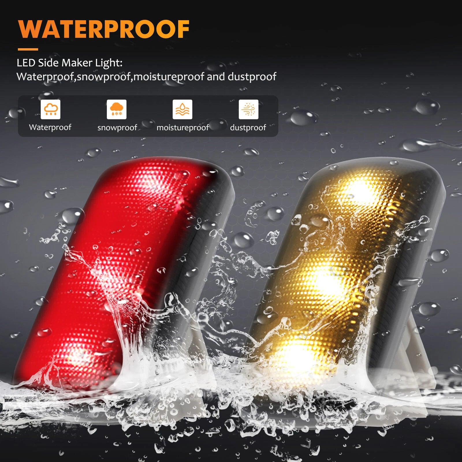 Set of 4 Smoked LED Fender Side Marker Lights for Dodge RAM 2500 3500 (2010–2018)