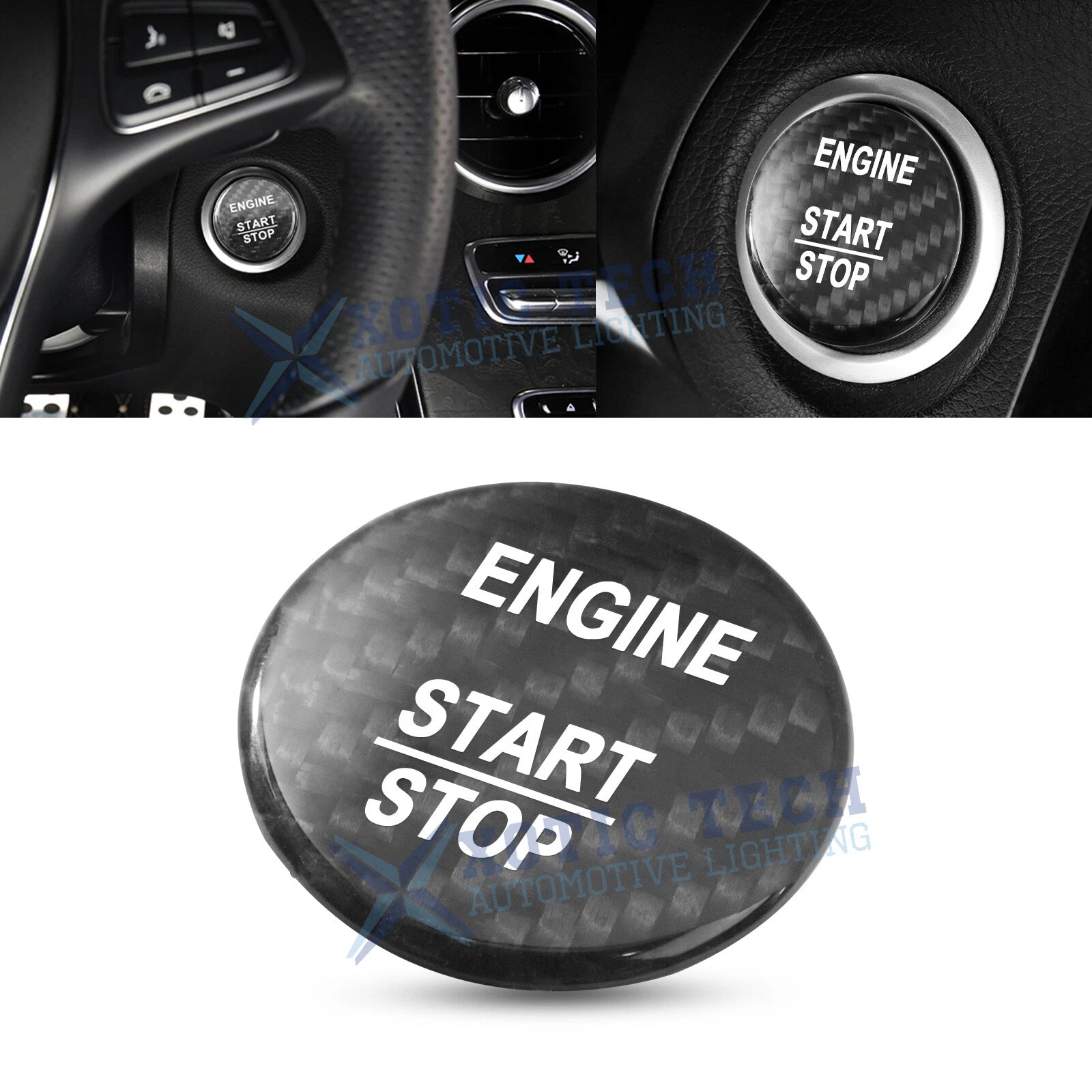 Genuine Carbon Fiber Ignition Start Stop Button Trim for Mercedes B C E Class (2010–2014)