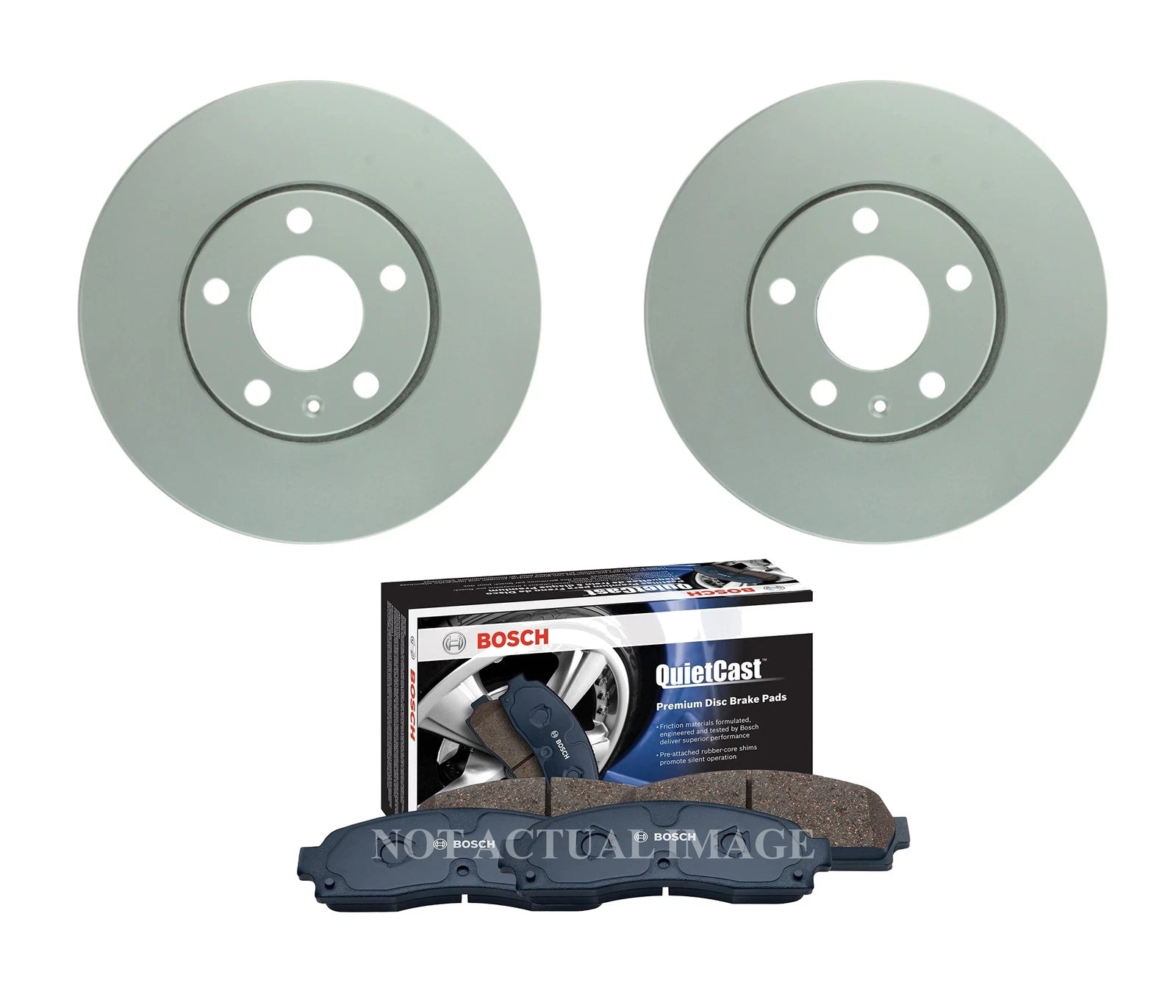 Set of 2 Bosch Front Vented Rotors & Ceramic Brake Pads for Audi A4 A6