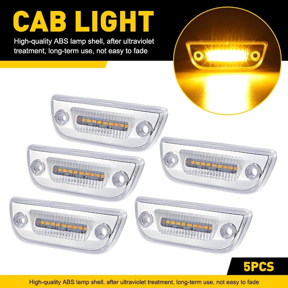 5X LED Cab Roof Marker Lights for Peterbilt 579 (2013–2023) - Clear Lens