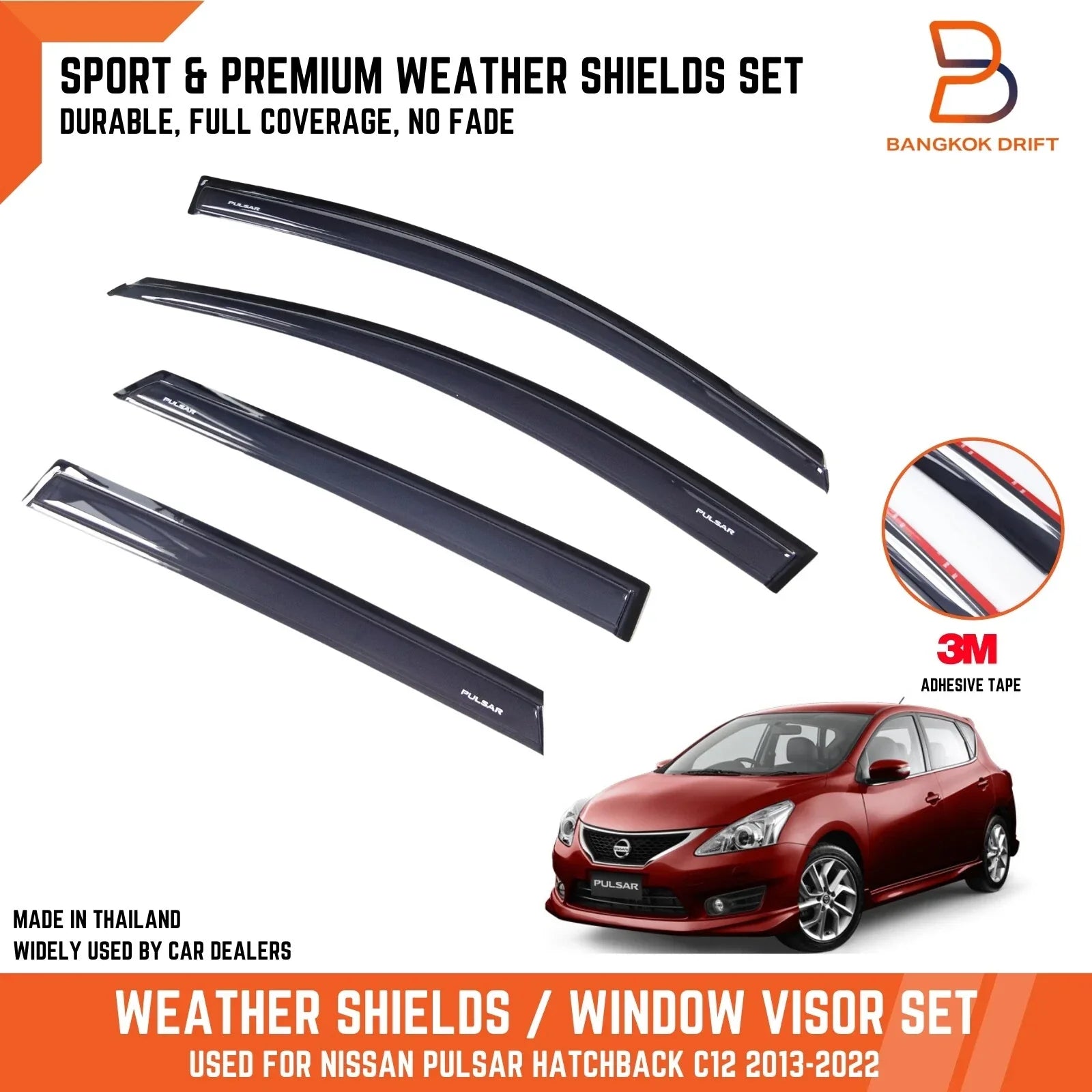 Weather Shield Window Visor Rain Guard for Nissan Pulsar C12 (2013-2022)