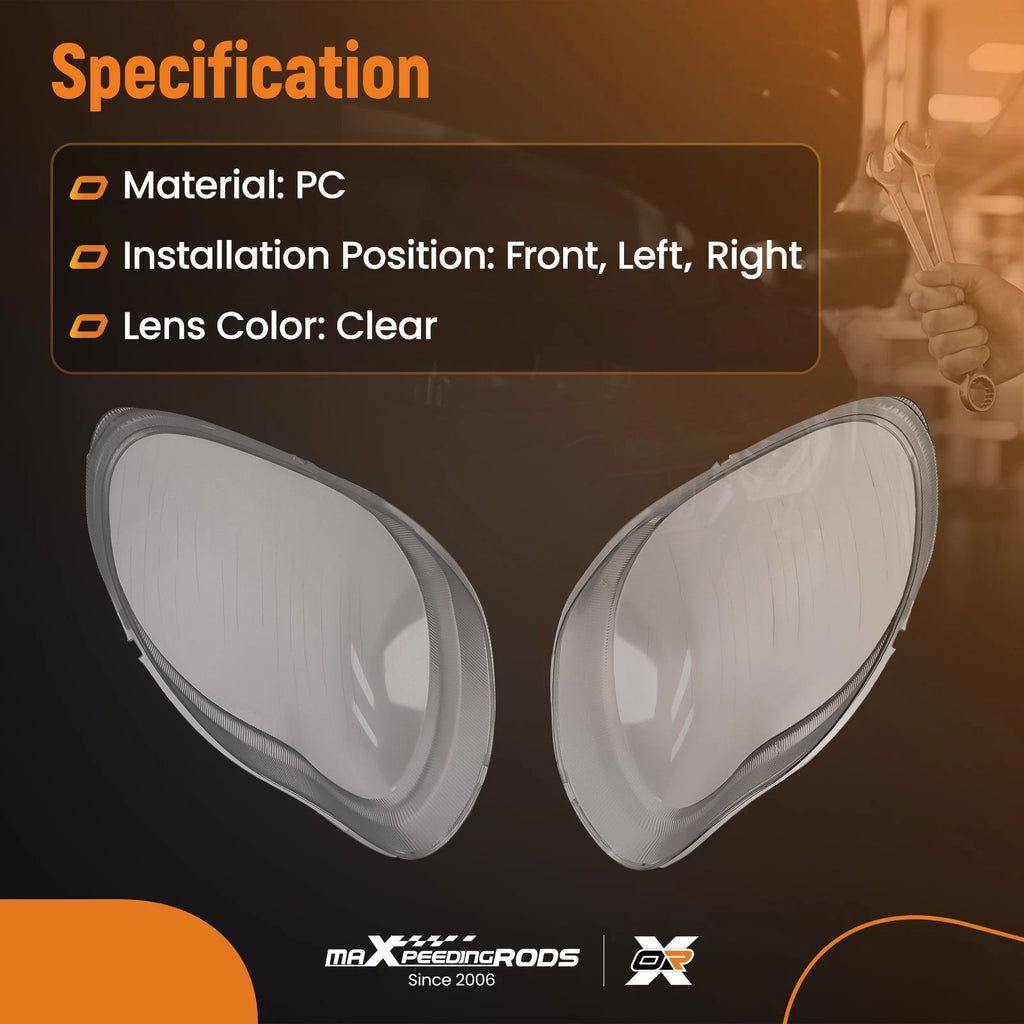 Pair Headlight Lens Cover for Mercedes Benz S-Class W220 (1998-2006)