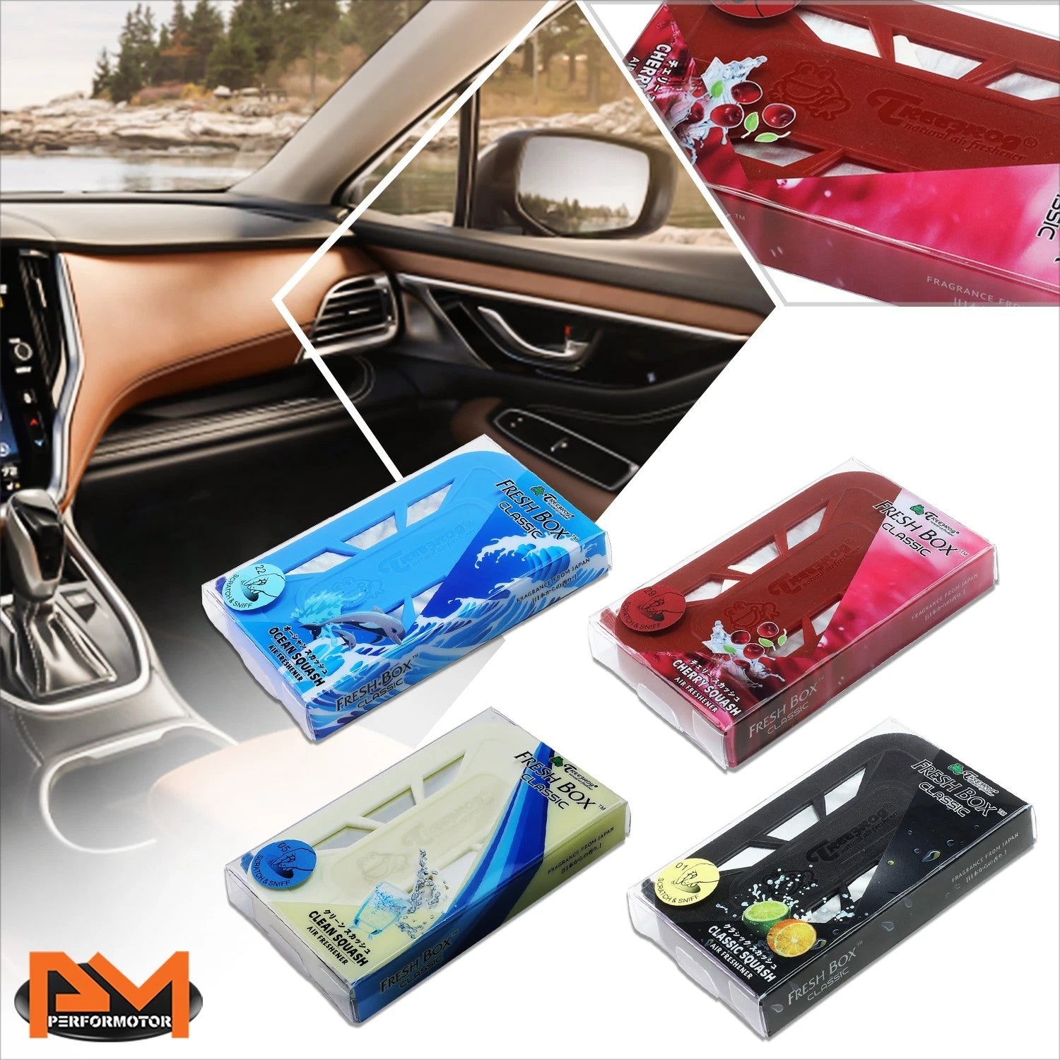 Set of 4 Ocean Classic Cherry Squash Scent Air Fresheners for Car Home