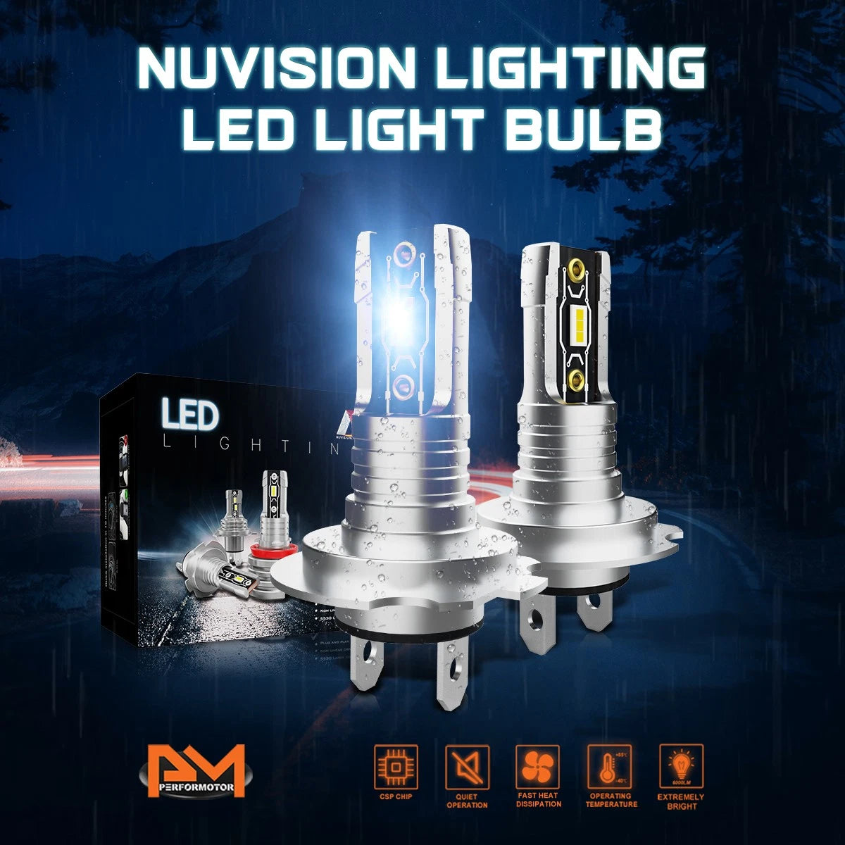 H7 LED Headlight Bulb for NUVISION (2400LM, 6500K)