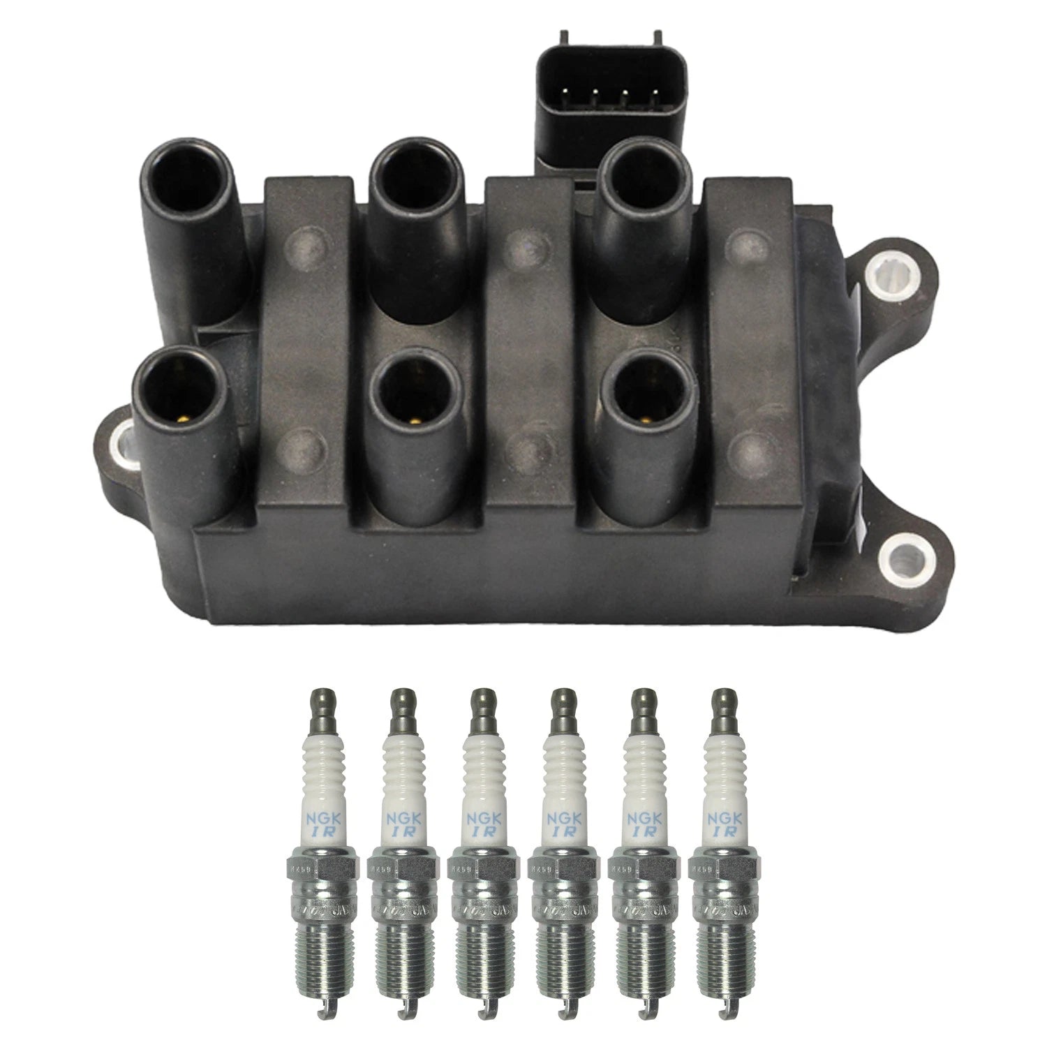 Denso Ignition Coil & 6 NGK Iridium Spark Plugs Kit for Ranger Sable Taurus (V6)
