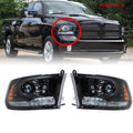 Set of 2 Halogen Headlights with LED DRL for Dodge Ram (2013–2018)