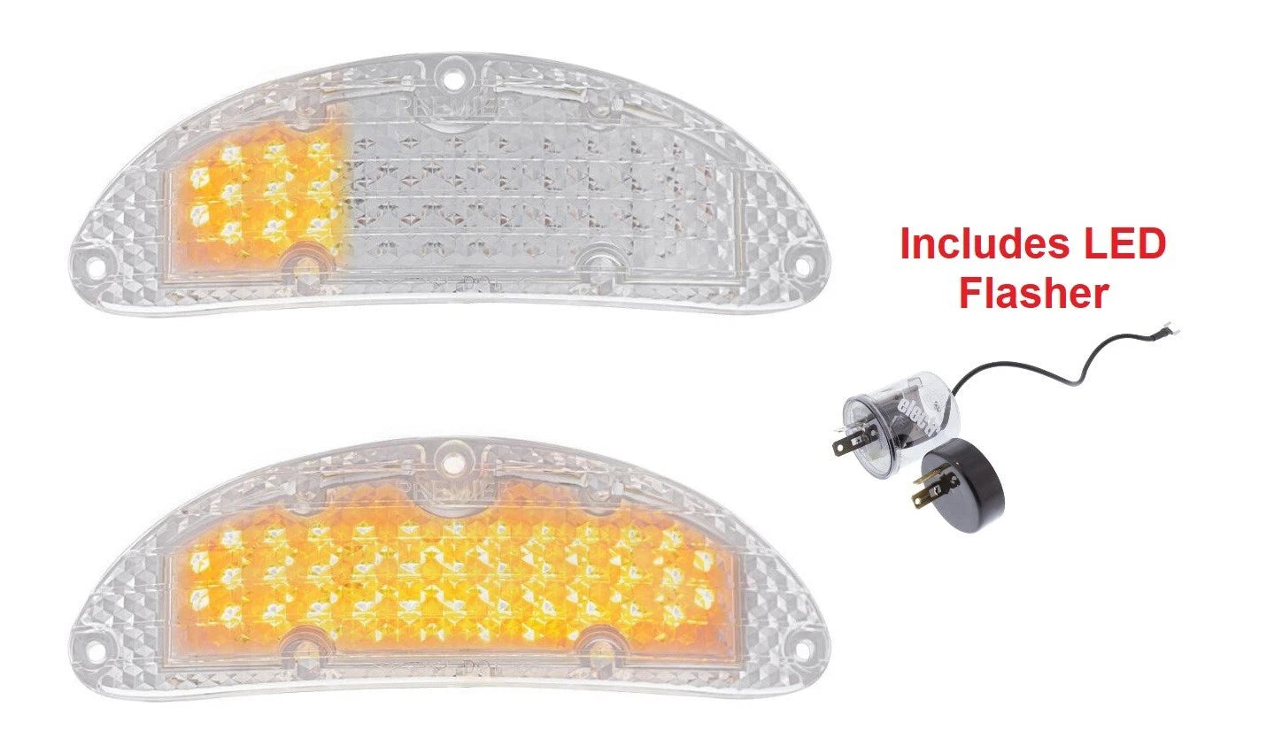 LED Sequential Clear Parking Light Pair w Flasher for 1955 Chevy Bel Air (1955–1955)