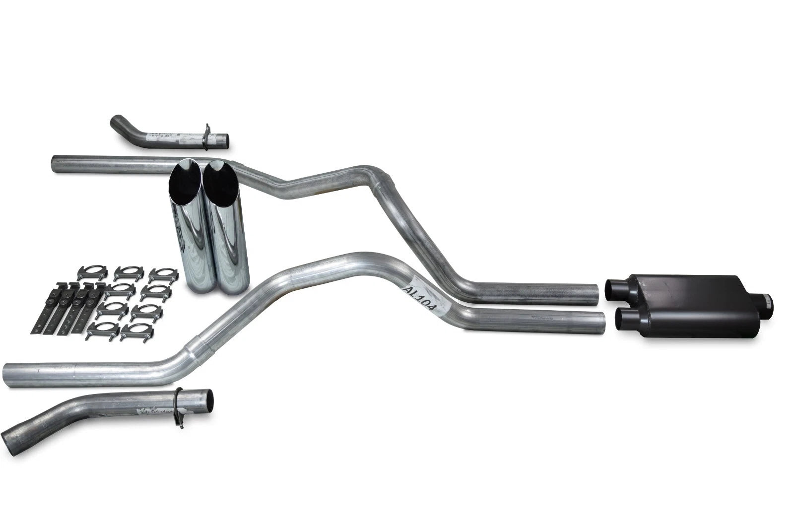 Dual Exhaust Kit for Chevy GMC 1500 (1988–1995) 2.5" 2 Chamber Slash Tips