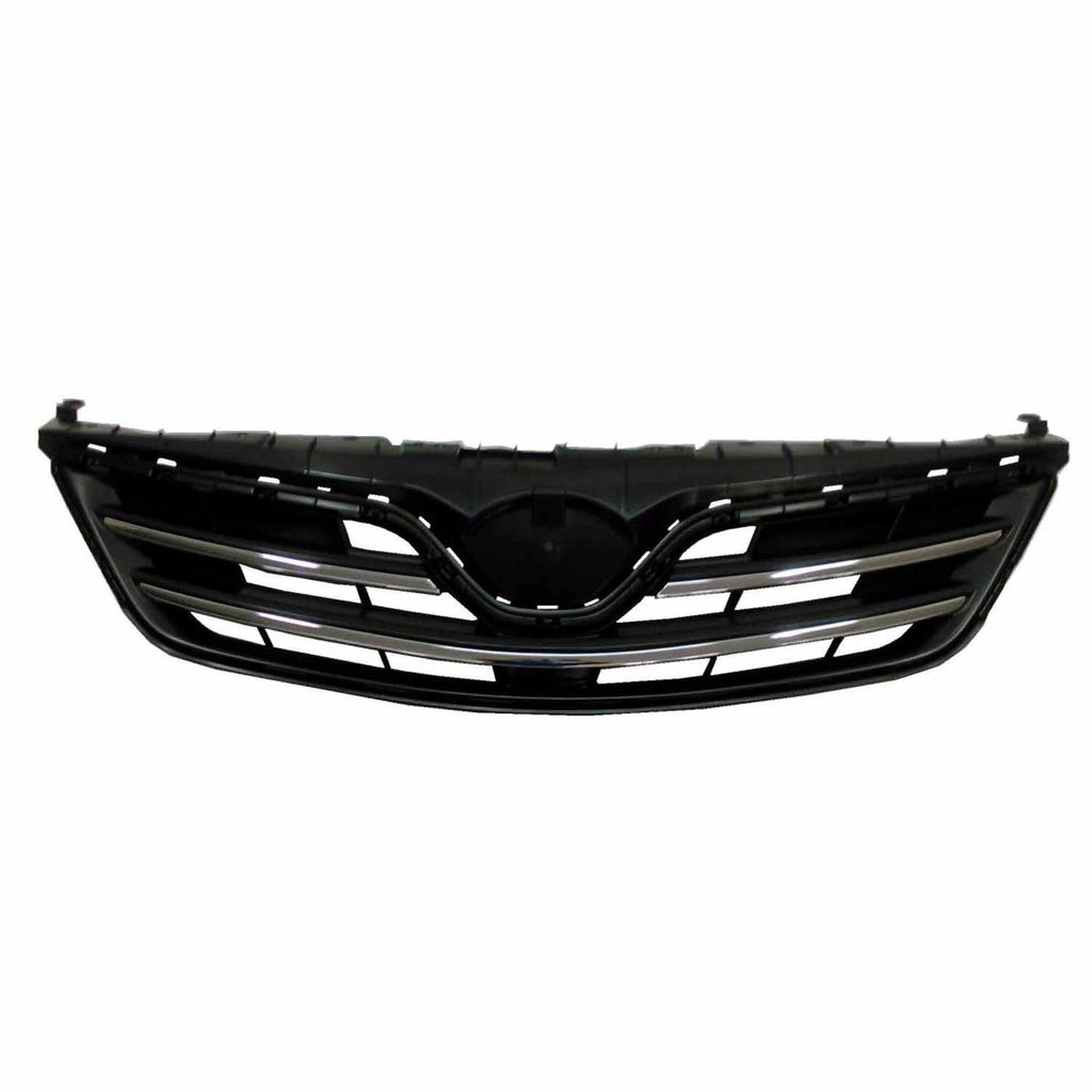 Replacement Black Plastic Front Grille w/Included Chrome Moldings
